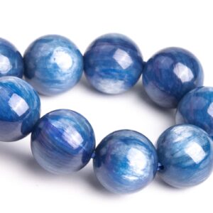 10mm Kyanite Beads Blue Bracelet Grade Aaa Genuine Natural Round Gemstone 7.5" (119289h-1230)