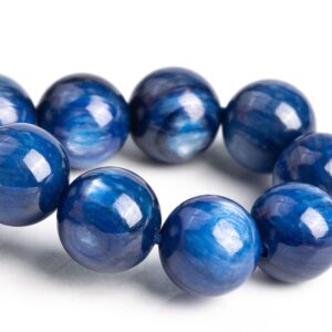10mm Kyanite Beads Deep Blue Bracelet Grade Aaa Genuine Natural Round Gemstone 7.5" (119292h-1309)