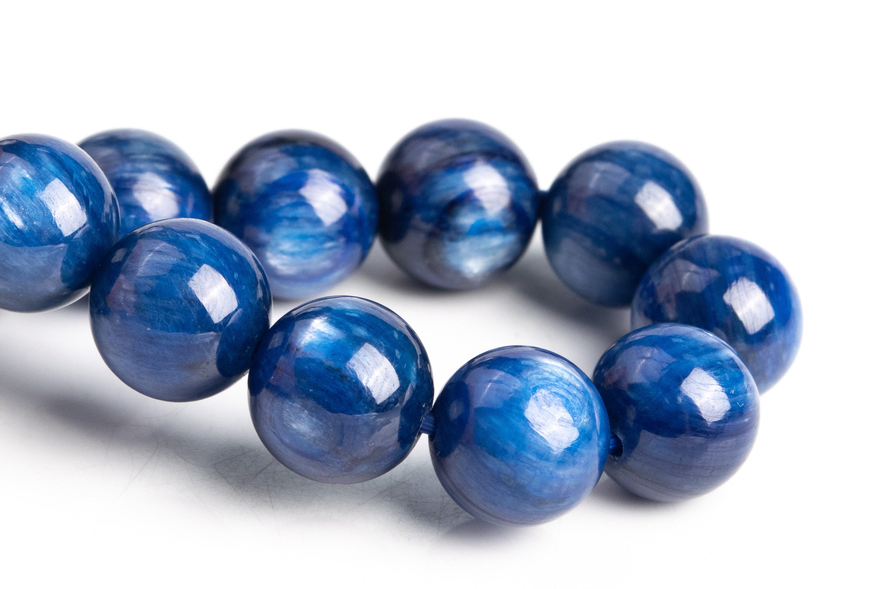 10mm Kyanite Beads Deep Blue Bracelet Grade Aaa Genuine Natural Round Gemstone 7.5" (119292h-1309)