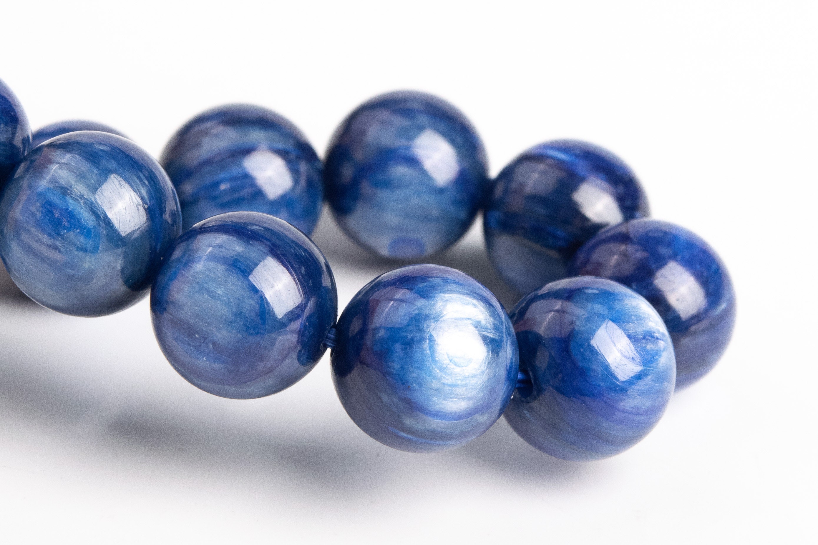10mm Kyanite Beads Deep Blue Bracelet Grade Aaa Genuine Natural Round Gemstone 8" Bulk Lot Options (119294h-1171)