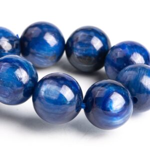 10mm Kyanite Beads Deep Blue Bracelet Grade Aaa Genuine Natural Round Gemstone 7.5" (119291h-1309)