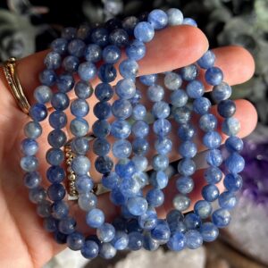 6mm Kyanite Beaded Bracelet, Round Style Bead