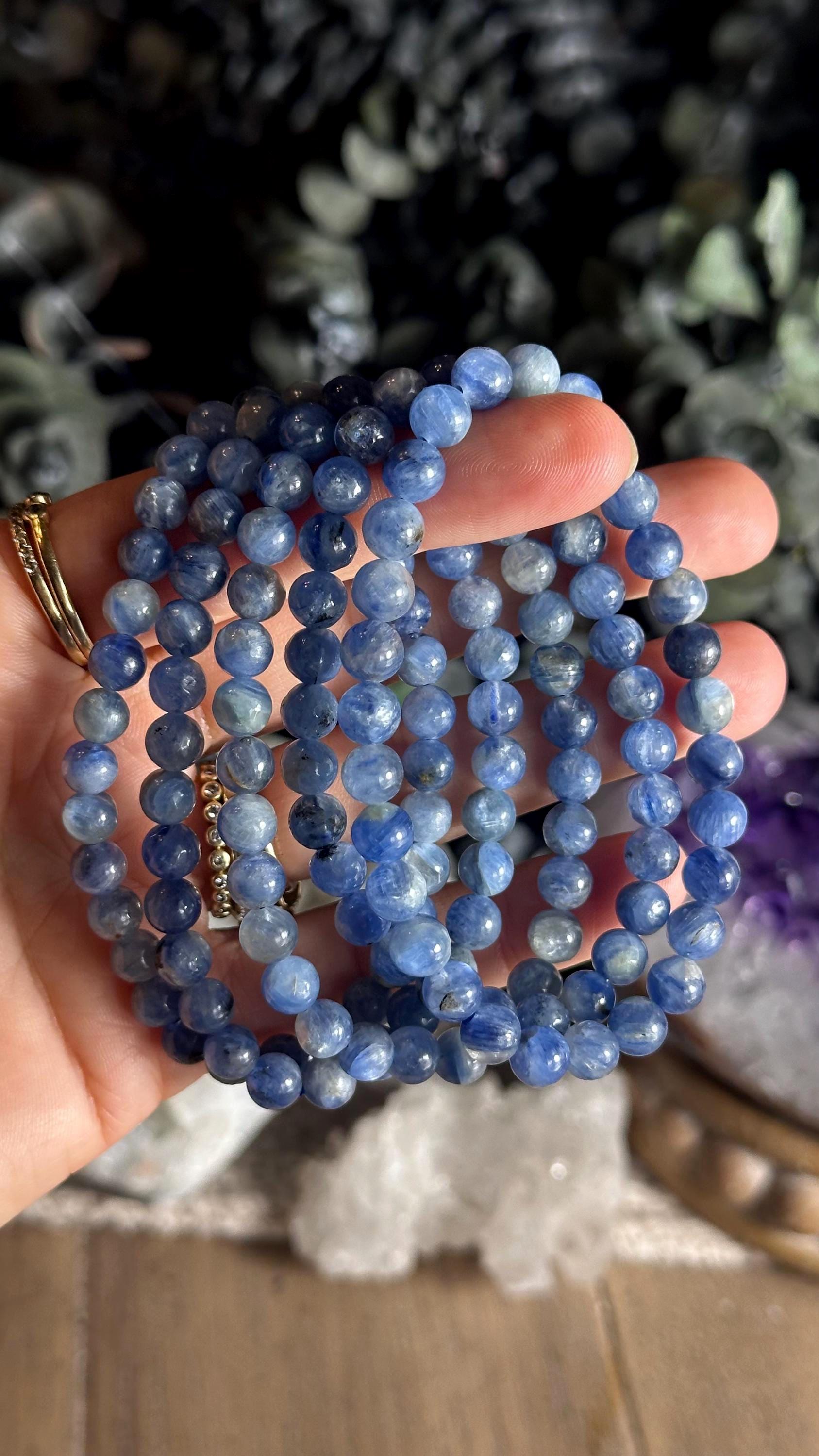 6mm Kyanite Beaded Bracelet, Round Style Bead