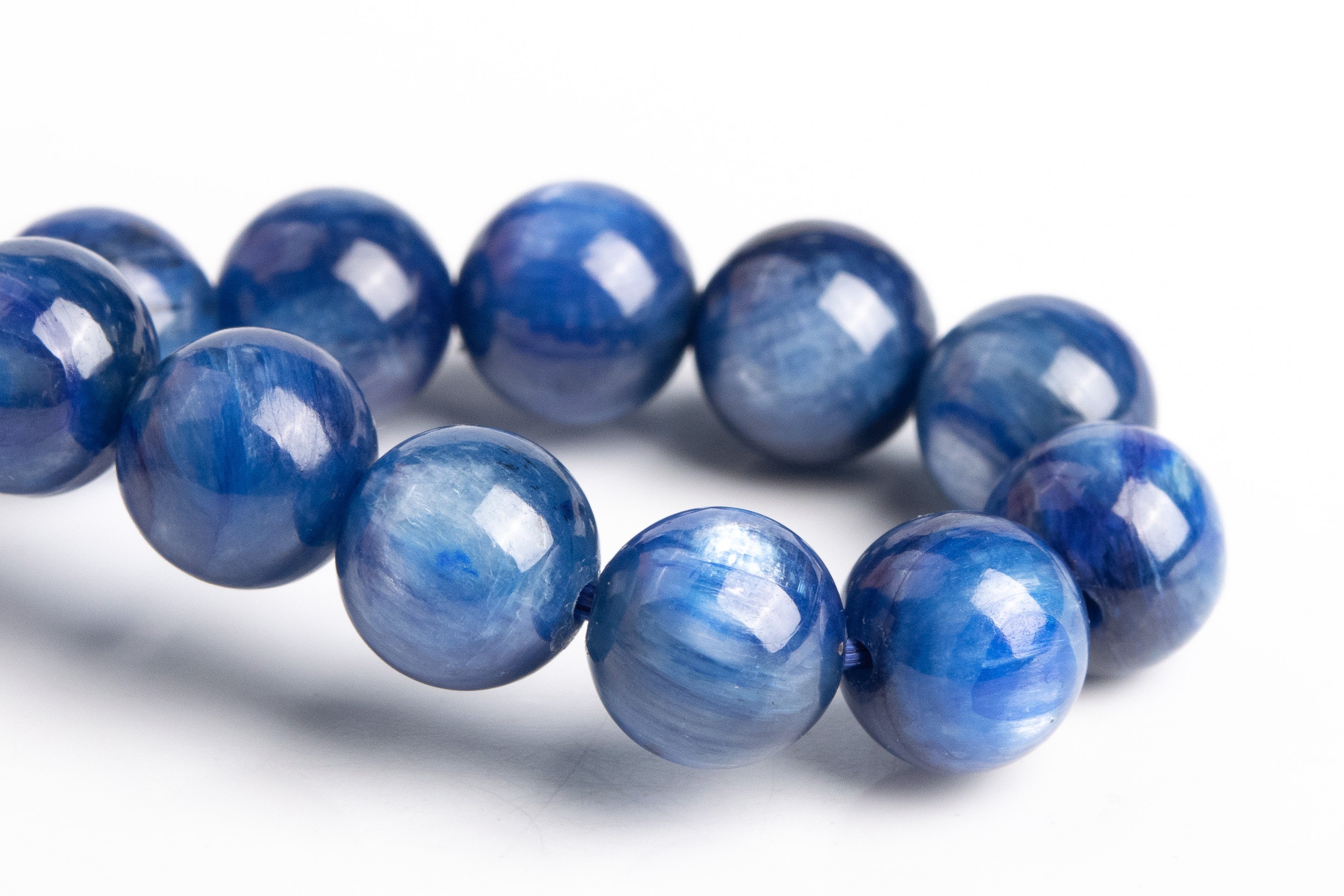 8-9mm Kyanite Beads Blue Bracelet Grade Aaa Genuine Natural Round Gemstone 7.5" (119287h-1230)