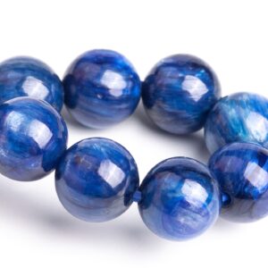 8-9mm Kyanite Beads Deep Blue Bracelet Grade Aaa Genuine Natural Round Gemstone 7.5" (119288h-1230)