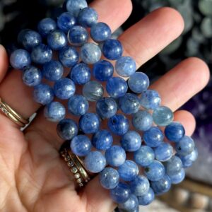8mm Kyanite Beaded Bracelet, Round Style Bead