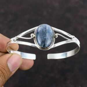 Kyanite Bangle: Handmade 925 Sterling Silver Cuff Bracelet