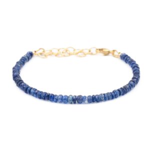 Kyanite Bracelet , Bead Kyanite Bracelet With Gold , [ebmm1136] Aaa Kyanite Jewelry , Blue Kyanite Bracelet , High Quality Kyanite
