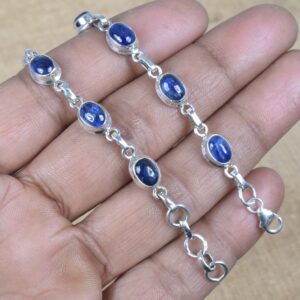 Blue Kyanite 925 Sterling Silver Adjustable Bracelet: Handmade Gemstone Jewelry