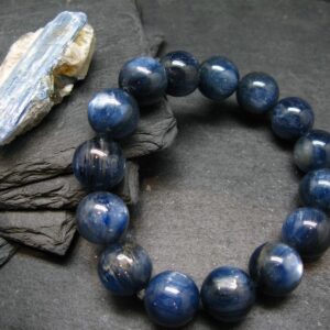 Blue Kyanite Genuine Bracelet ~ 7 Inches ~ 14mm Round Beads