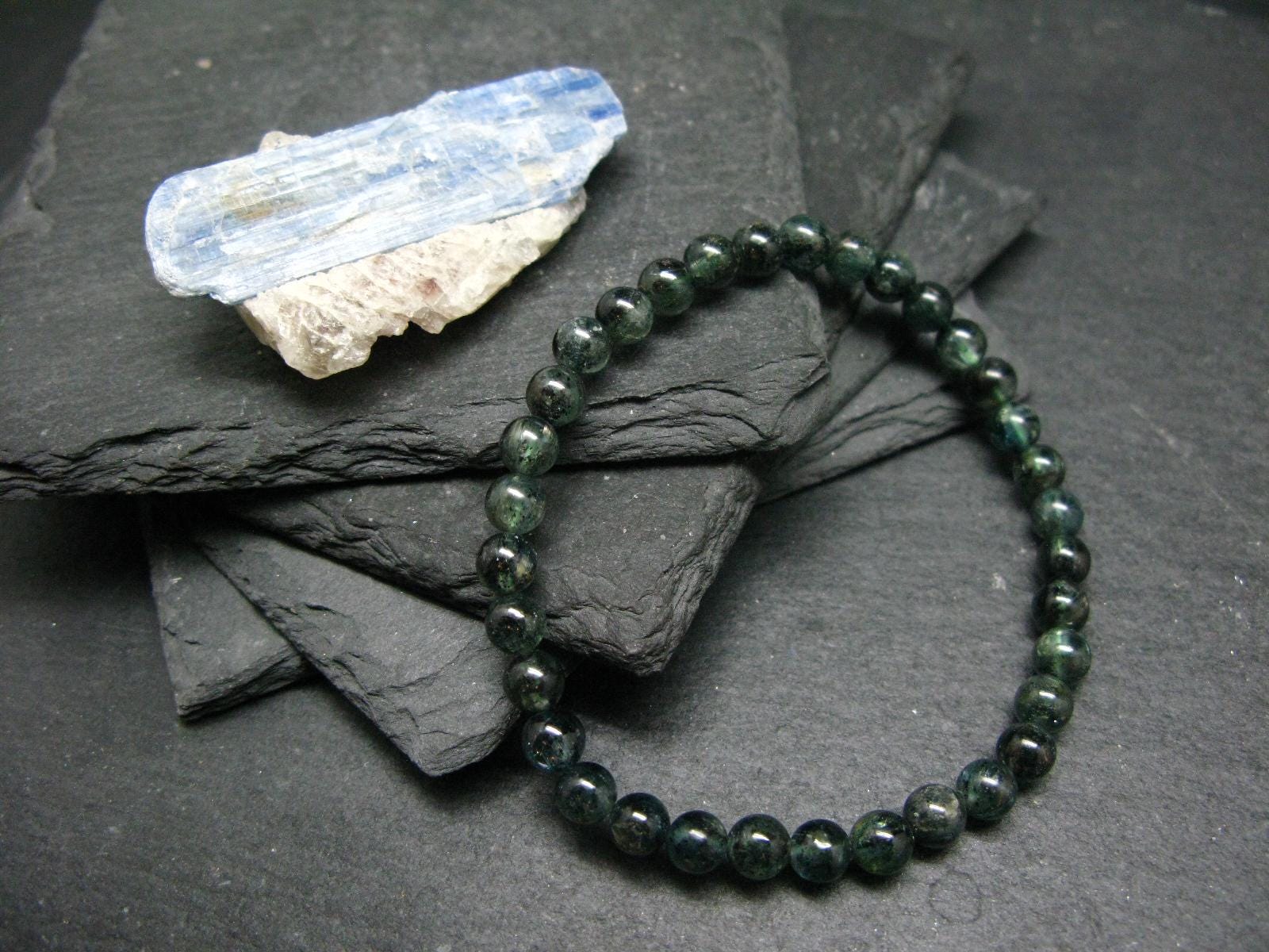 Blue Kyanite Genuine Bracelet ~ 7 Inches  ~ 5mm Round Beads