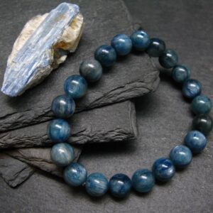 Blue Kyanite Genuine Bracelet ~ 7 Inches ~ 9mm Round Beads