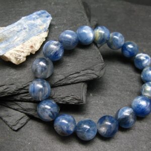 Blue Kyanite Genuine Bracelet ~ 7 Inches ~ 12mm Round Beads