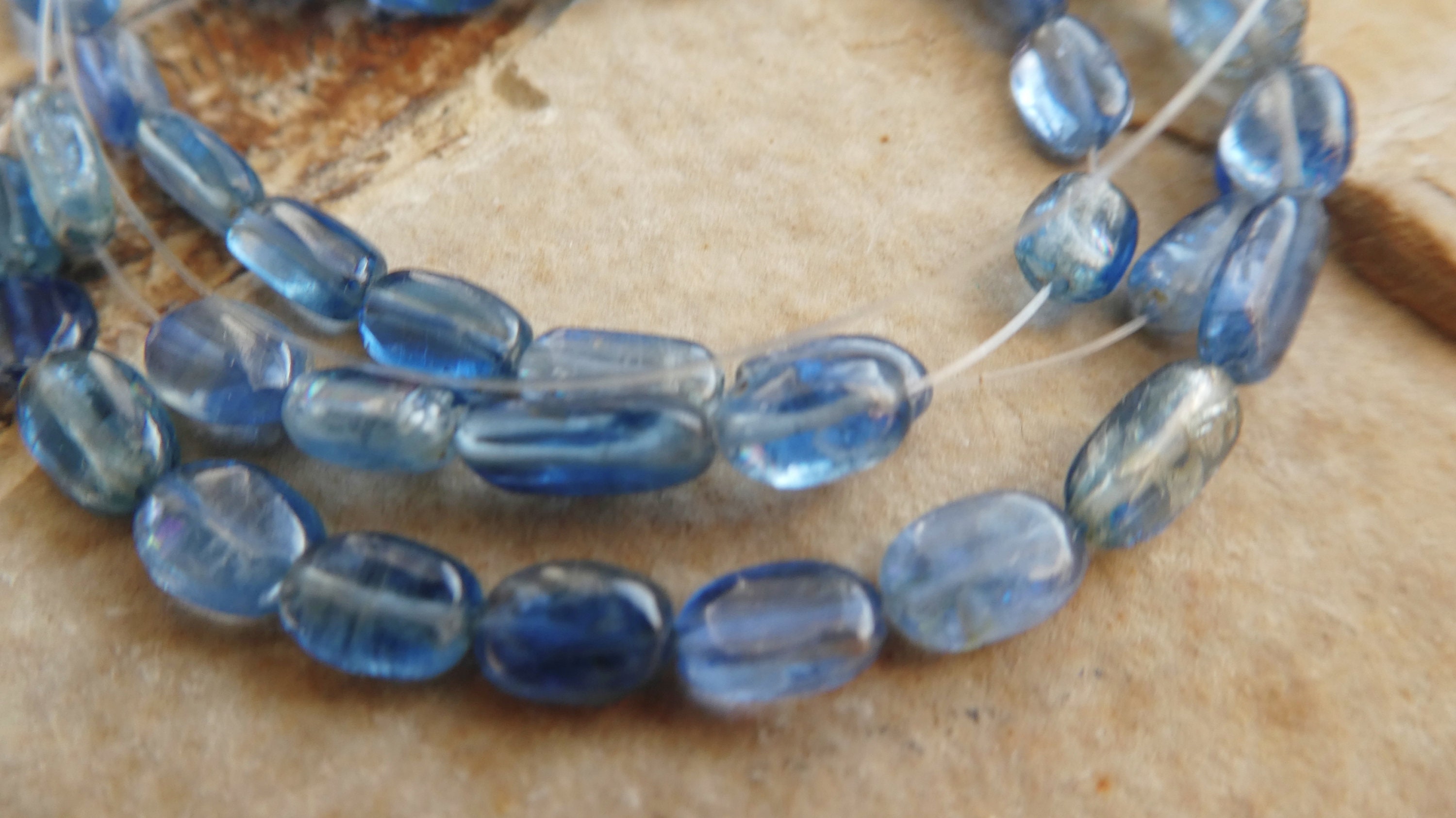 Blue Kyanite Oval Flat 6mm Beads- 6in Strand- Jewelry Making -gemstone Craft Bracelet Beads