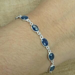 Blue Kyanite Sterling Silver Bracelet: Adjustable Gemstone Jewelry
