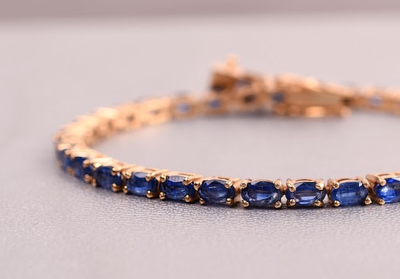 Blue Kyanite Tennis Bracelet - 14k Gold Plated Sterling Silver