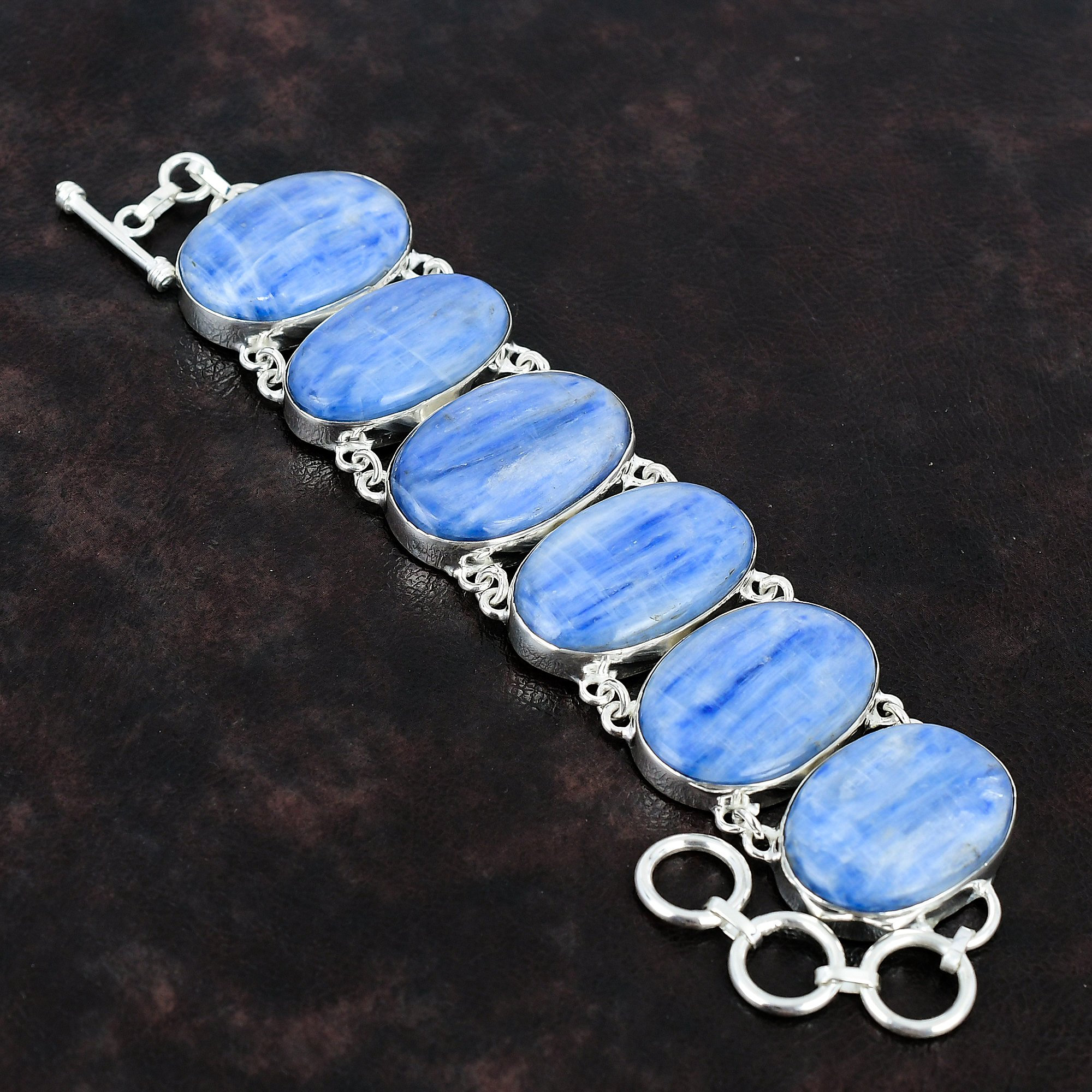 Kyanite Gemstone Bracelet, 925 Sterling Silver, Adjustable Chain Kyanite Gemstone Bracelet, 925 Sterling Silver, Adjustable Chain