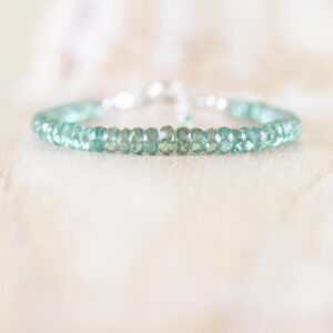 Green Kyanite Beaded Bracelet In Sterling Silver, Gold Or Rose Gold Filled, Aaaa Gemstone Stacking Bracelet With 3.5 To 5.5mm Faceted Beads