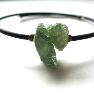 Green Kyanite Gemstone Beaded Cuff Bracelet Jewelry Handmade In Usa