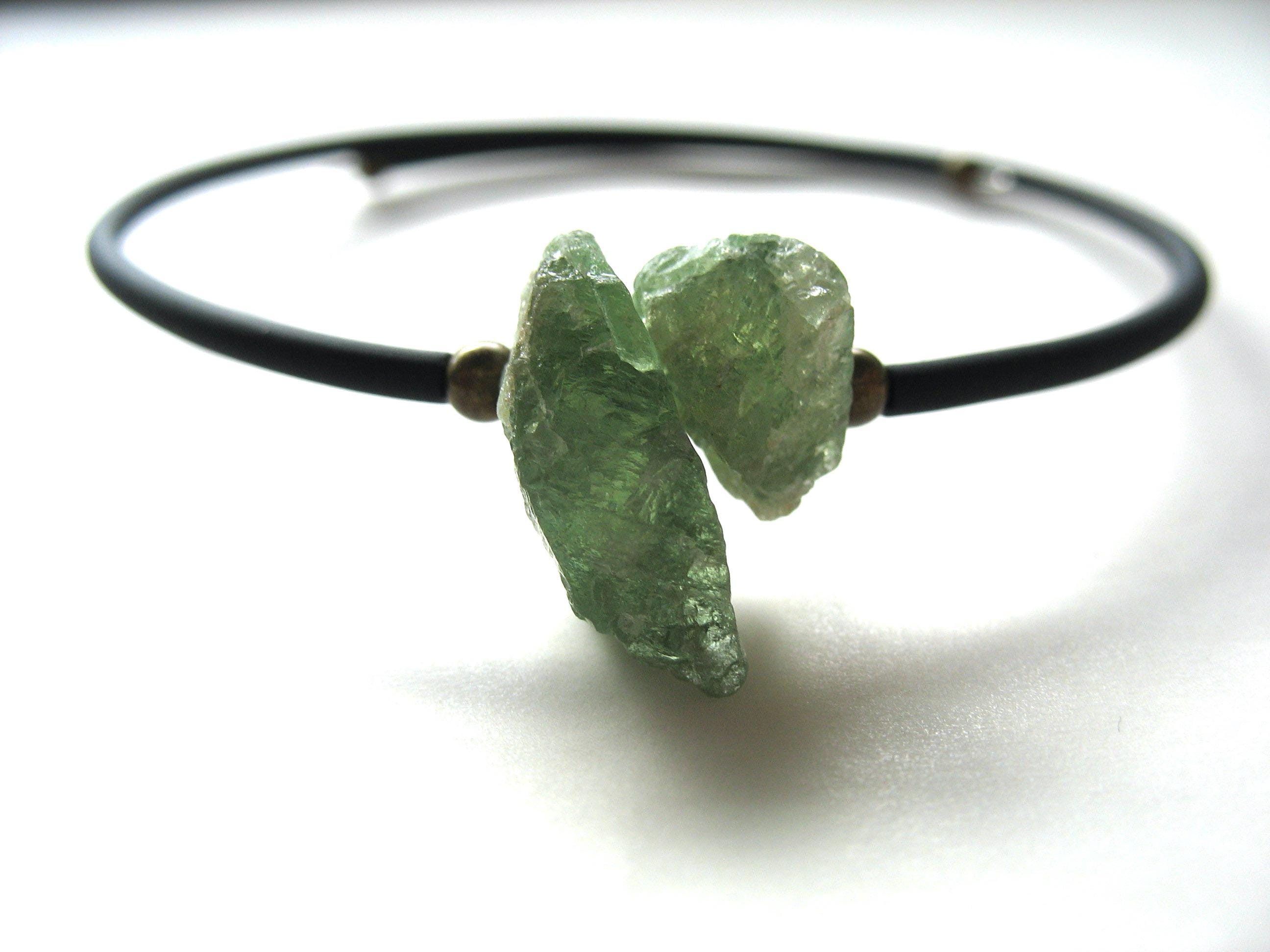 Green Kyanite Gemstone Beaded Cuff Bracelet Jewelry Handmade In Usa