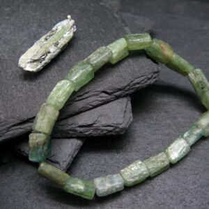 Green Kyanite Genuine Bracelet ~ 7 Inches ~ 10mm Crystal Beads