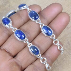 Handmade Blue Kyanite Sterling Silver Adjustable Bracelet