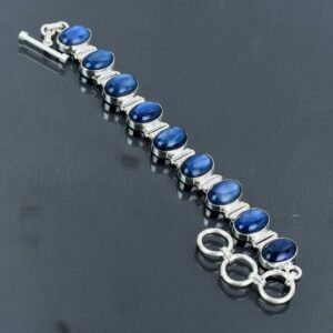 Handmade Kyanite Bracelet: Oval Gemstone, 925 Sterling Silver