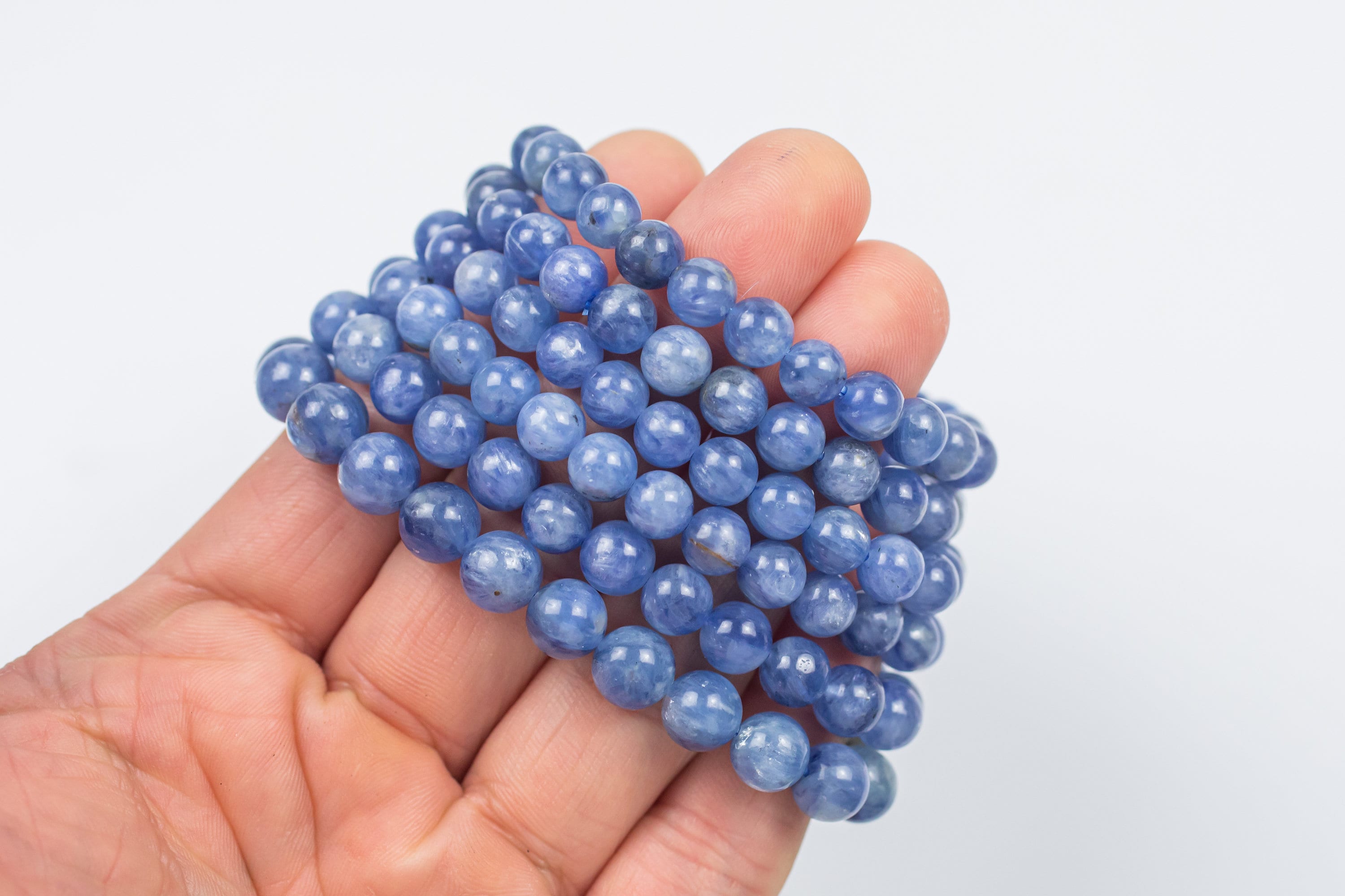 Natural Kyanite Quality- Stretchy Bracelet , 7 Inches, One Size Fits All-  Stackable Bracelet Aaa Quality Gemstone Beads