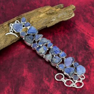 Rough Kyanite Bracelet 925 Sterling Silver Bracelet Adjustable Chain Bracelet Gemstone Bracelet Handmade Jewelry Anniversary Gifts.