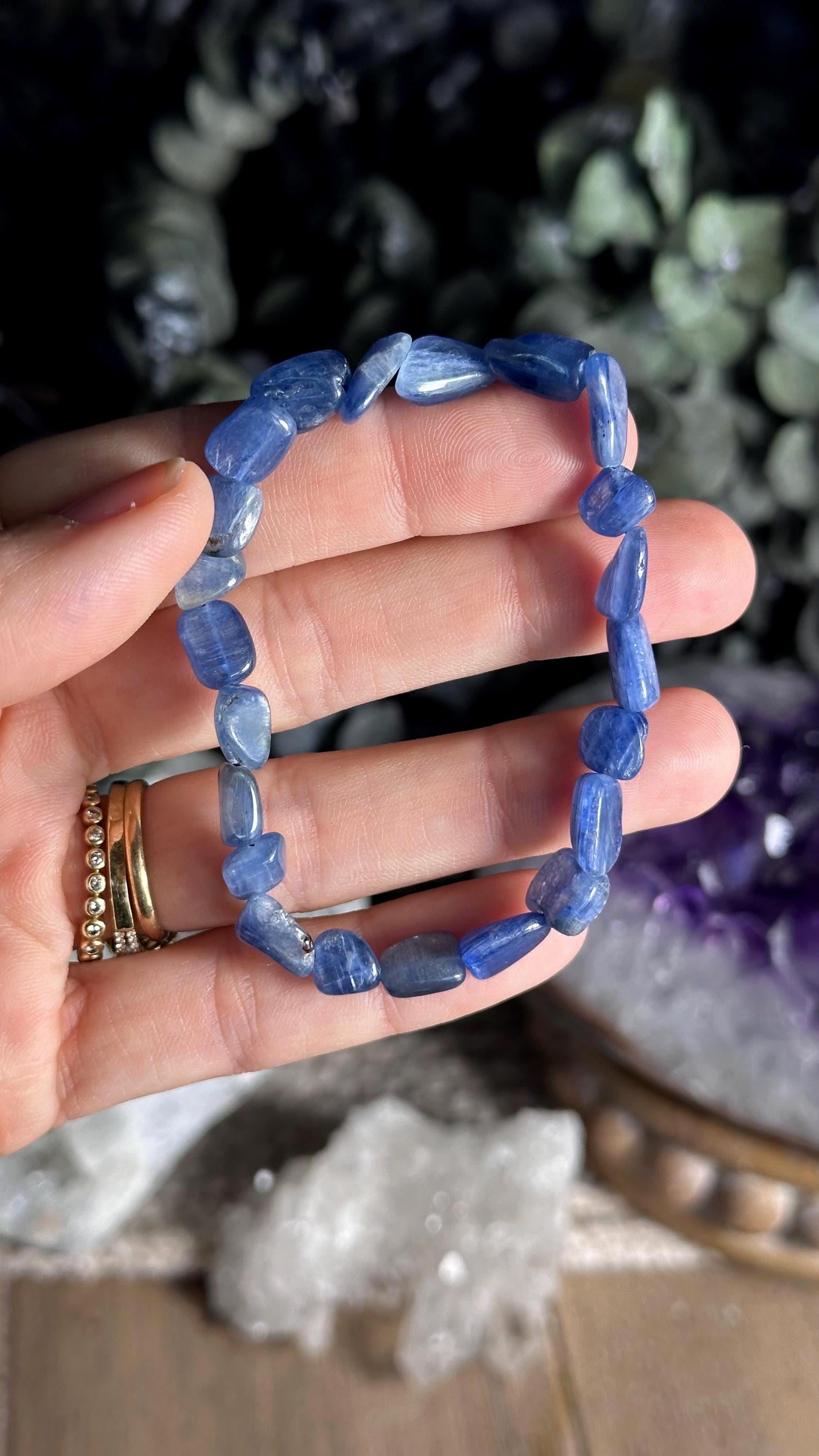 Tumbled Kyanite Beaded Bracelet, 6mm, Tumble Style Bead