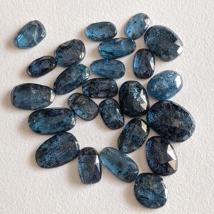 10-15mm Moss Kyanite Blue Rose Cut Cabochon, Natural Moss Kyanite Rose Cut Flat Back Cabochon, 5 Pcs Loose Free Form Shape Cabochon - Adg293