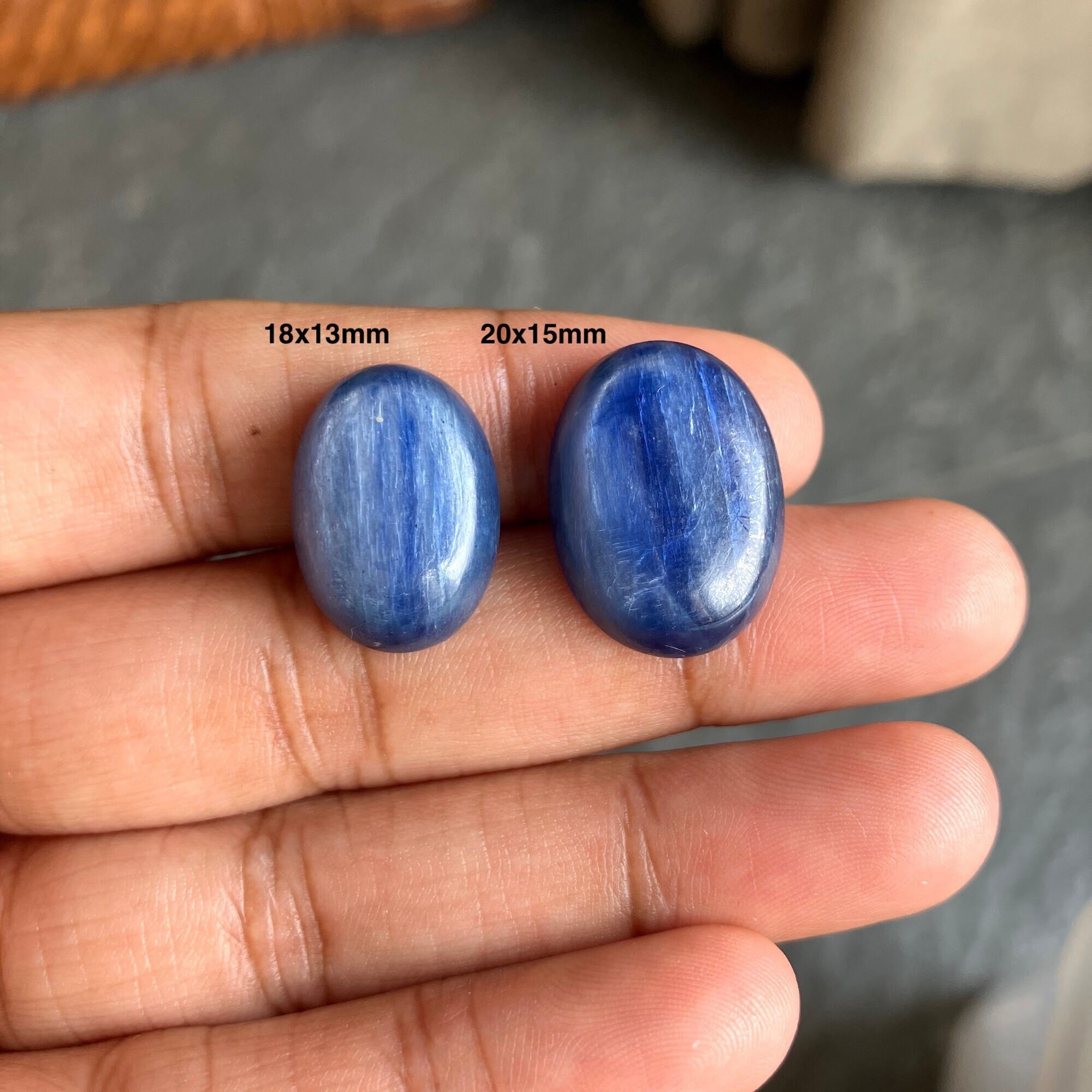 2 Pieces 18x13mm/20x15mm Oval Shaped Natural Blue Kyanite Gemstone Loose Cabochons, Smooth Flat Back Blue Kyanite For Jewelry, Gds2274/4 2 Pieces 18x13mm/20x15mm Oval Shaped Natural Blue Kyanite Gemstone Loose Cabochons, Smooth Flat Back Blue Kyanite For Jewelry, Gds2274/4