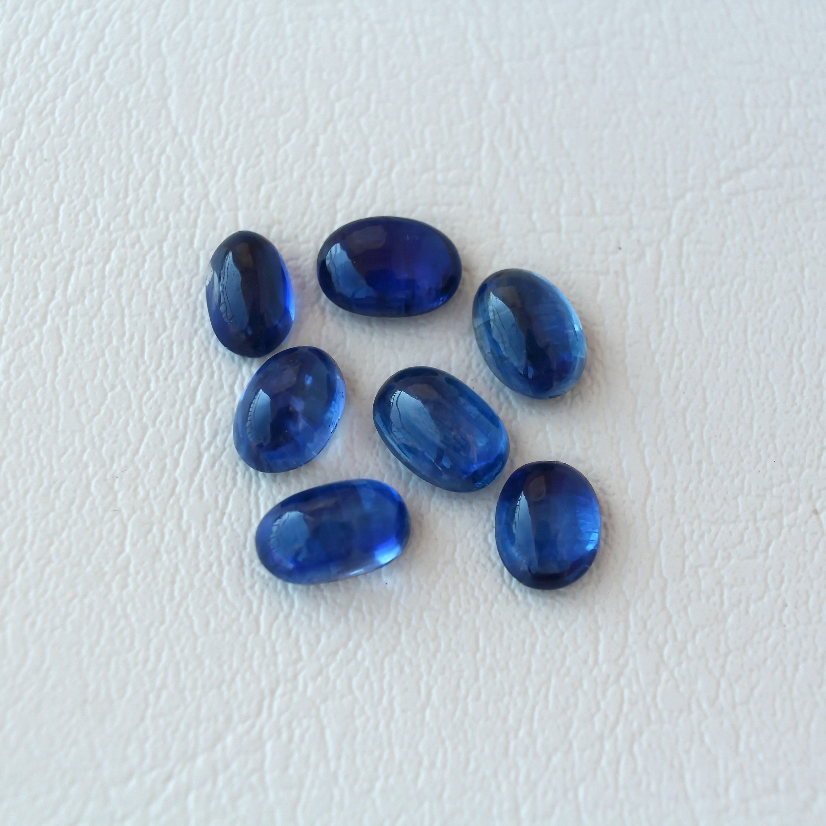 7 Pcs Blue Kyanite Gemstone Lot - Oval Cabochon 8.37ct, Mixed Sizes - Natural From Nepal
