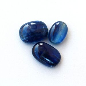 Blue Kyanite gemstone lot 3 pcs Gem quality Kyanite oval cabochon 43ct Natural loose stones for jewelry making
