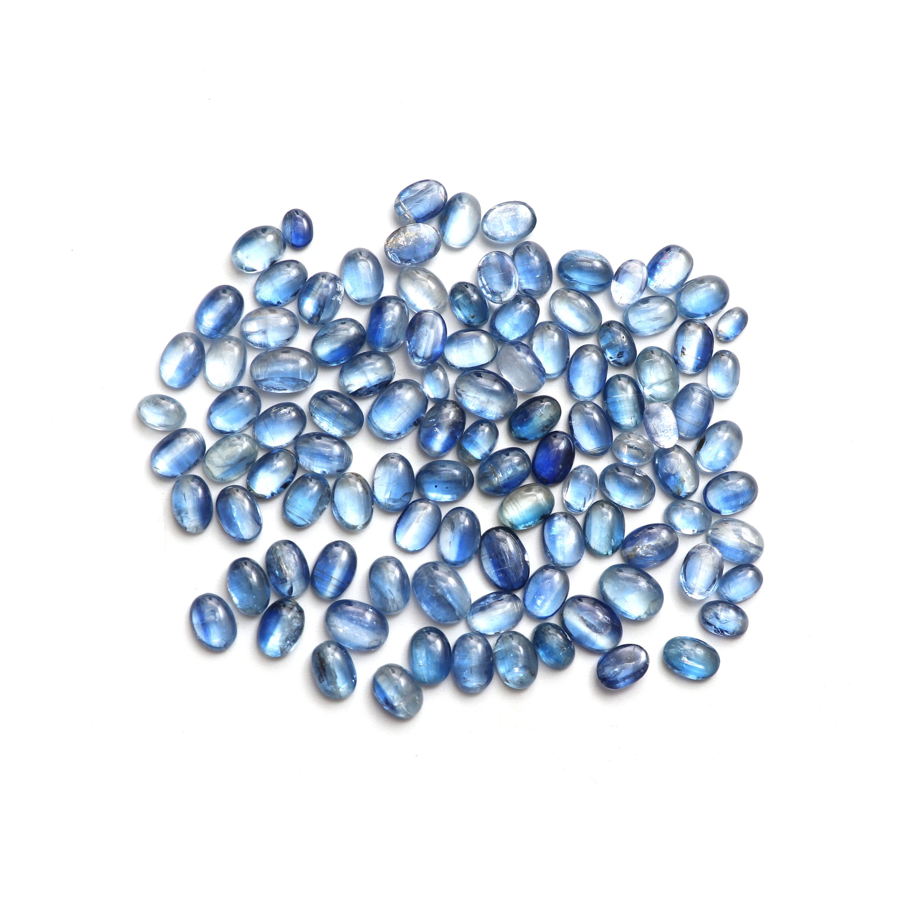 Unique Kyanite Smooth Oval Cabochons Loose Gemstone, 4x5 Mm To 6x8 Mm, Kyanite Oval Jewelry Making Gemstone, Set Of 153 Pieces