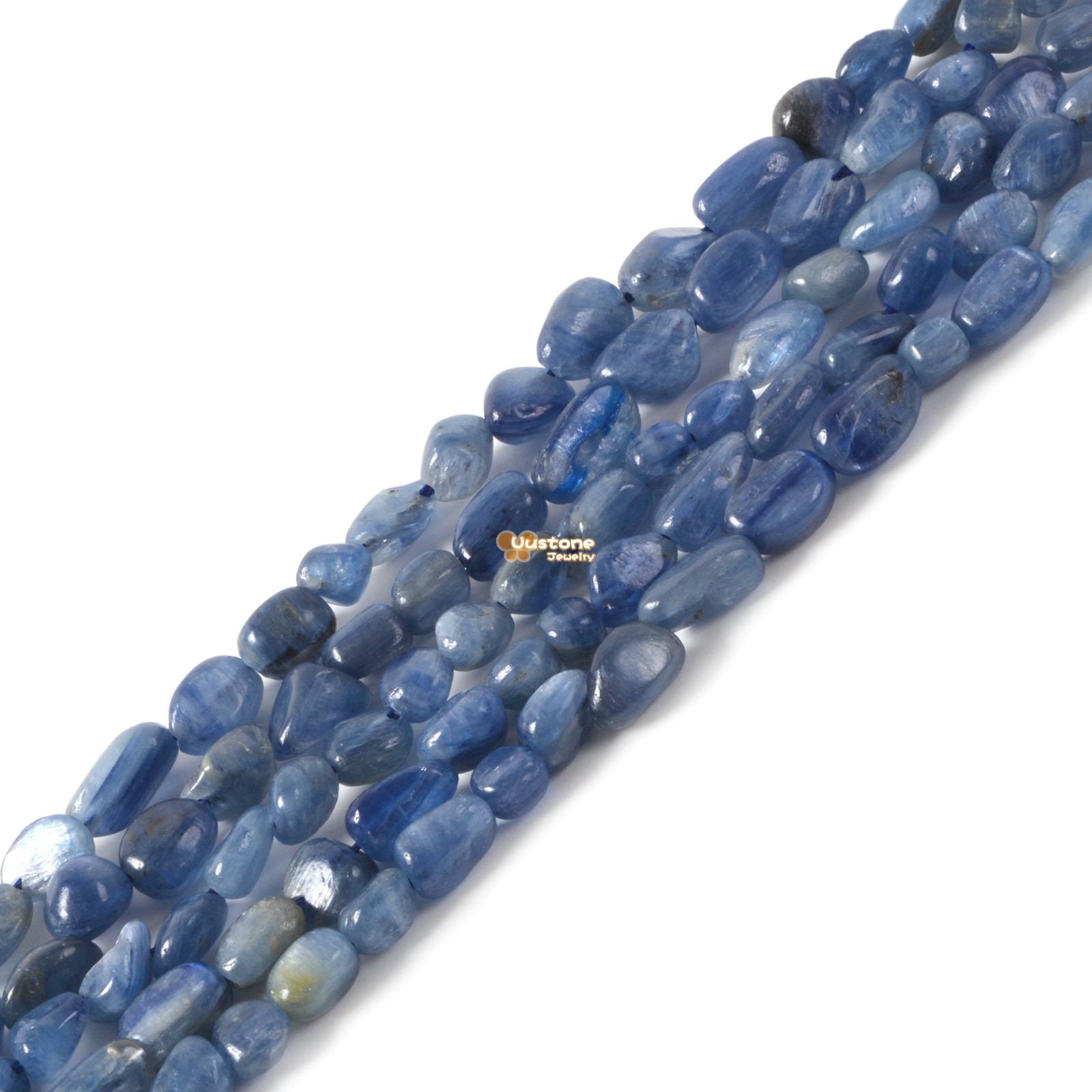 0368 6mm  Natural Blue Kyanite Pebble Chips Loose Gemstone Beads 16"