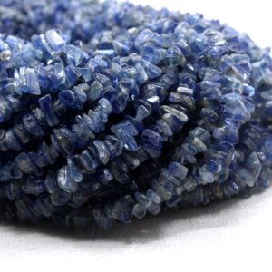16" Kyanite Gemstone Beads: 5-7mm Smooth Uncut Chips, Center Drilled