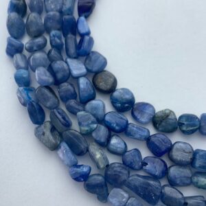6-8mm raw Kyanite gemstone nuggets beads.  15” strand of blue nuggets, approx. 56-58 beads per strand.