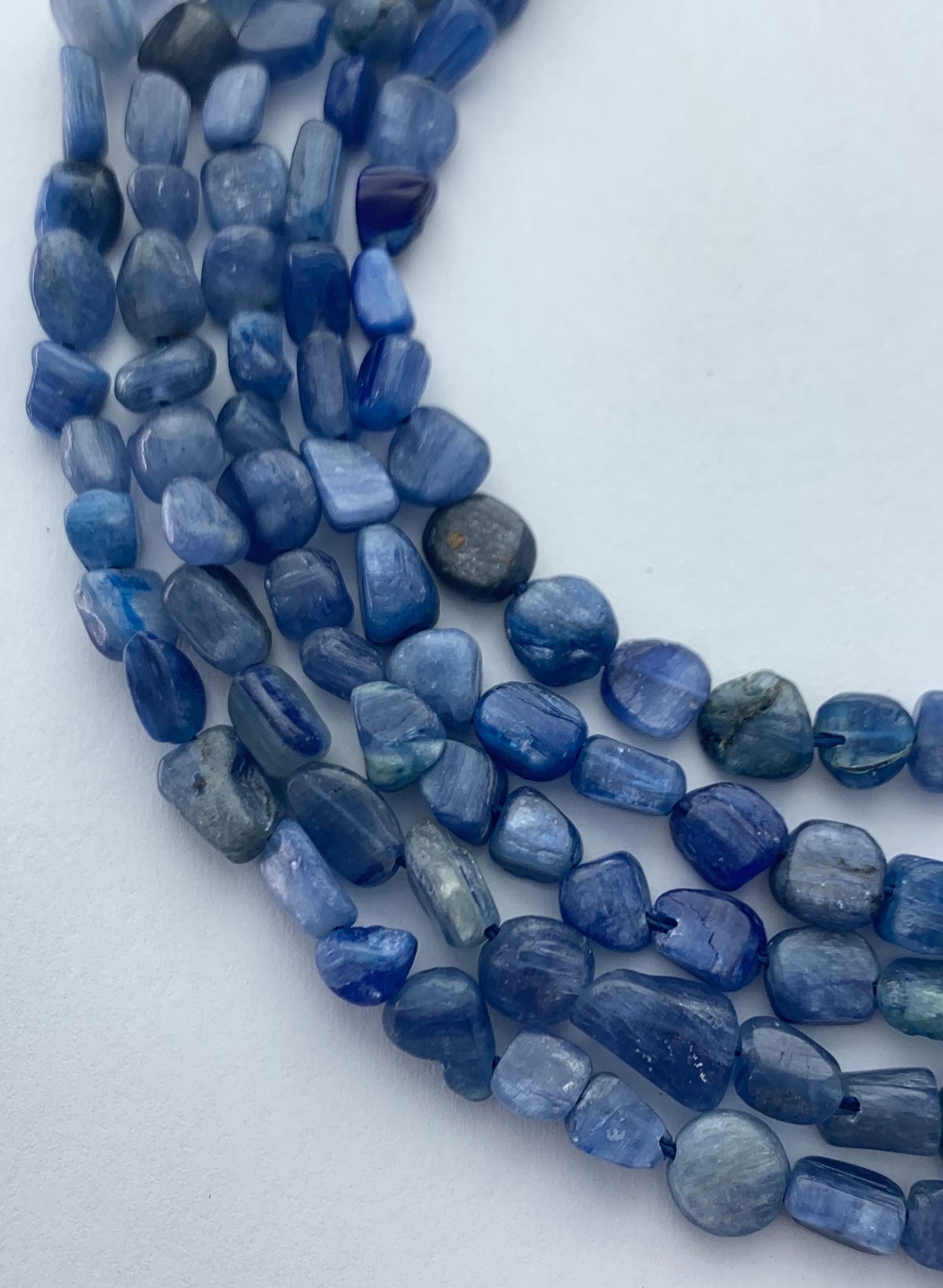 6-8mm Raw Kyanite Gemstone Nuggets Beads.  15” Strand Of Blue Nuggets, Approx. 56-58 Beads Per Strand.