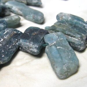 Kyanite Beads 20 X 10mm Iridescent Steel Blue Natural Shards - 7.5 inch Strand