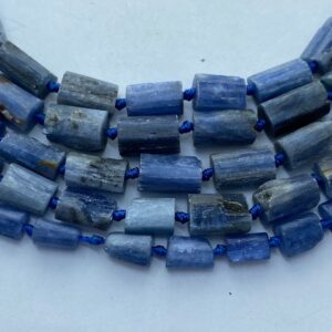 Blue Kyanite Raw Free Form Gemstone Beads. Full 15" strand of Kyanite beads, Approx. 31-34 beads per strand.