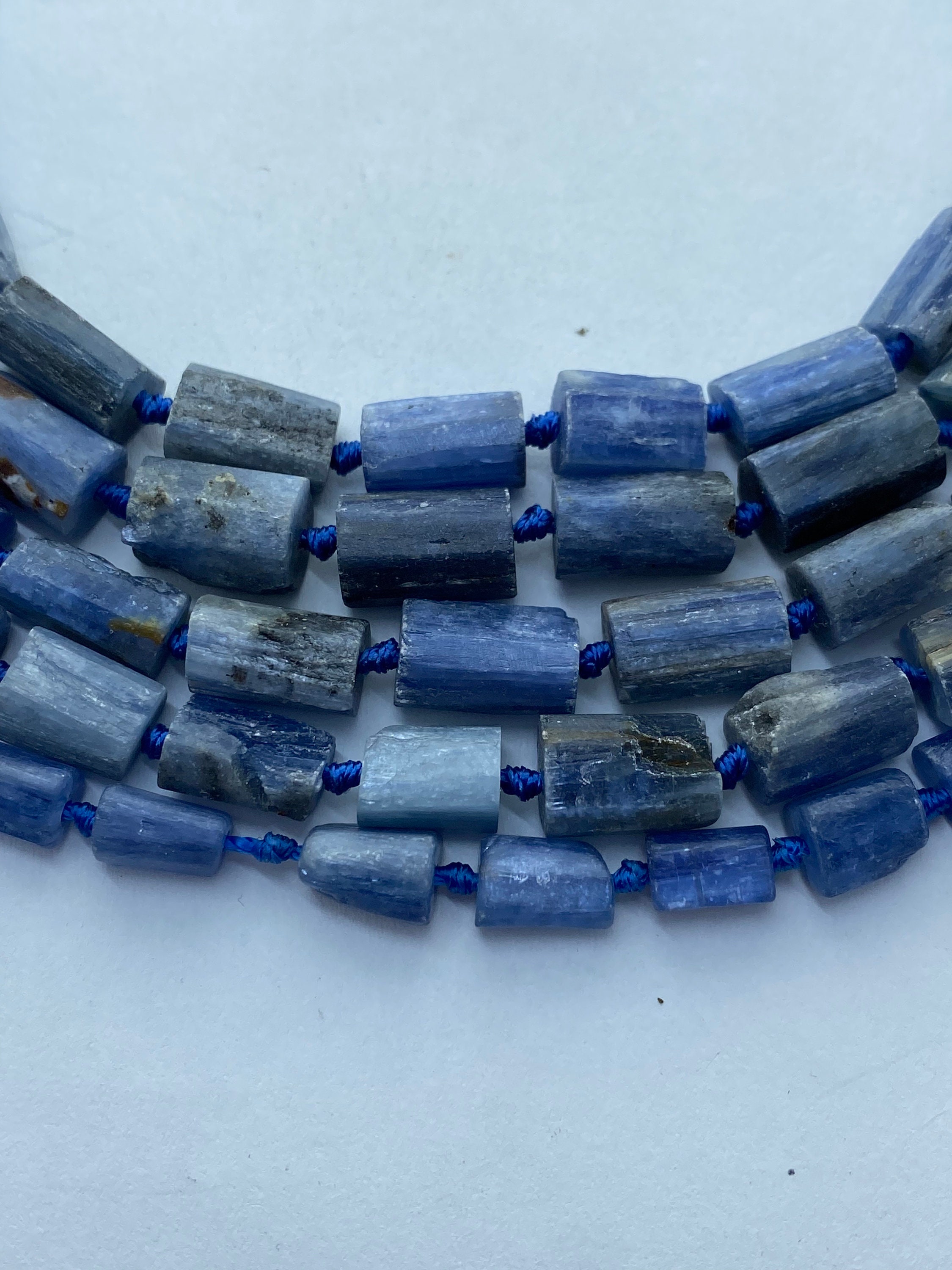 Blue Kyanite Raw Free Form Gemstone Beads. Full 15" Strand Of Kyanite Beads, Approx. 31-34 Beads Per Strand.