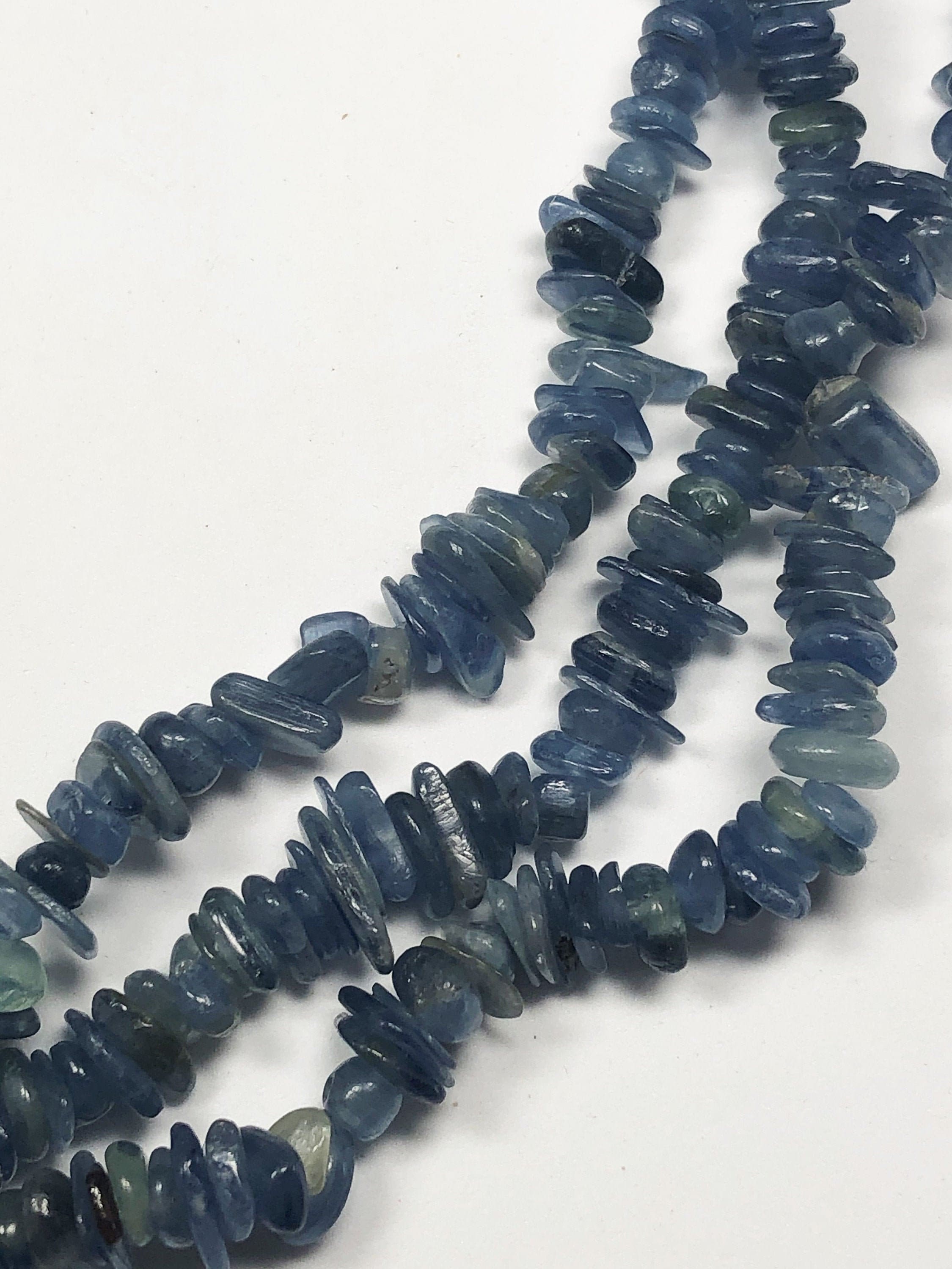 Kyanite Gemstone Chips. 16" Strand Of High Quality 6-8mm Kyanite Beads.  Facilitates Meditation And Cleansing Of Negative Energy.