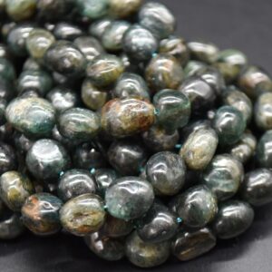 Green Kyanite Crystal Gemstone Tumblestone Nugget Pebble Beads - 8mm - 10mm - 15" Strand