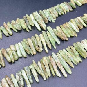 Green Kyanite Sticks Beads Raw Kyanite Shard Slice BeadsPolished Gemstone beads Jewelry Making kyanite Crystal Pendants 15.5" full strand