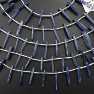 Natural Blue Kyanite Freeform Thin Spike Beads Long Stick Chip 15.5" Strand