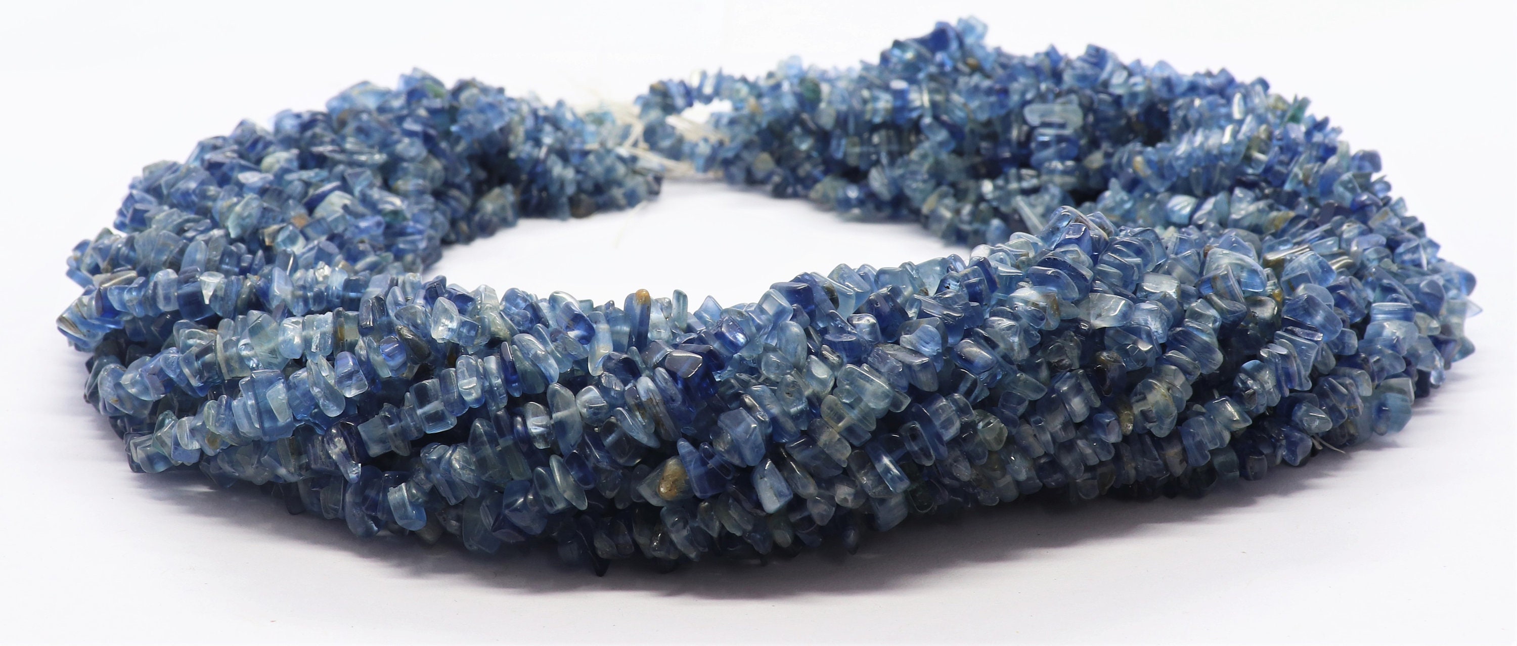 Natural Blue Kyanite Plain Uncut Chip Beads, Kyanite Smooth Uncut Nugget, Blue Kyanite Beads For Jewelry Making 34" Strand Approx.