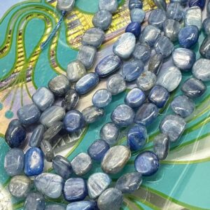 Natural Blue Kyanite Rustic Freeform Nugget oval beads  7-10mm / Blue Gemstone Irregular Cut Beads / Freeform Kyanite Gemstone Beads