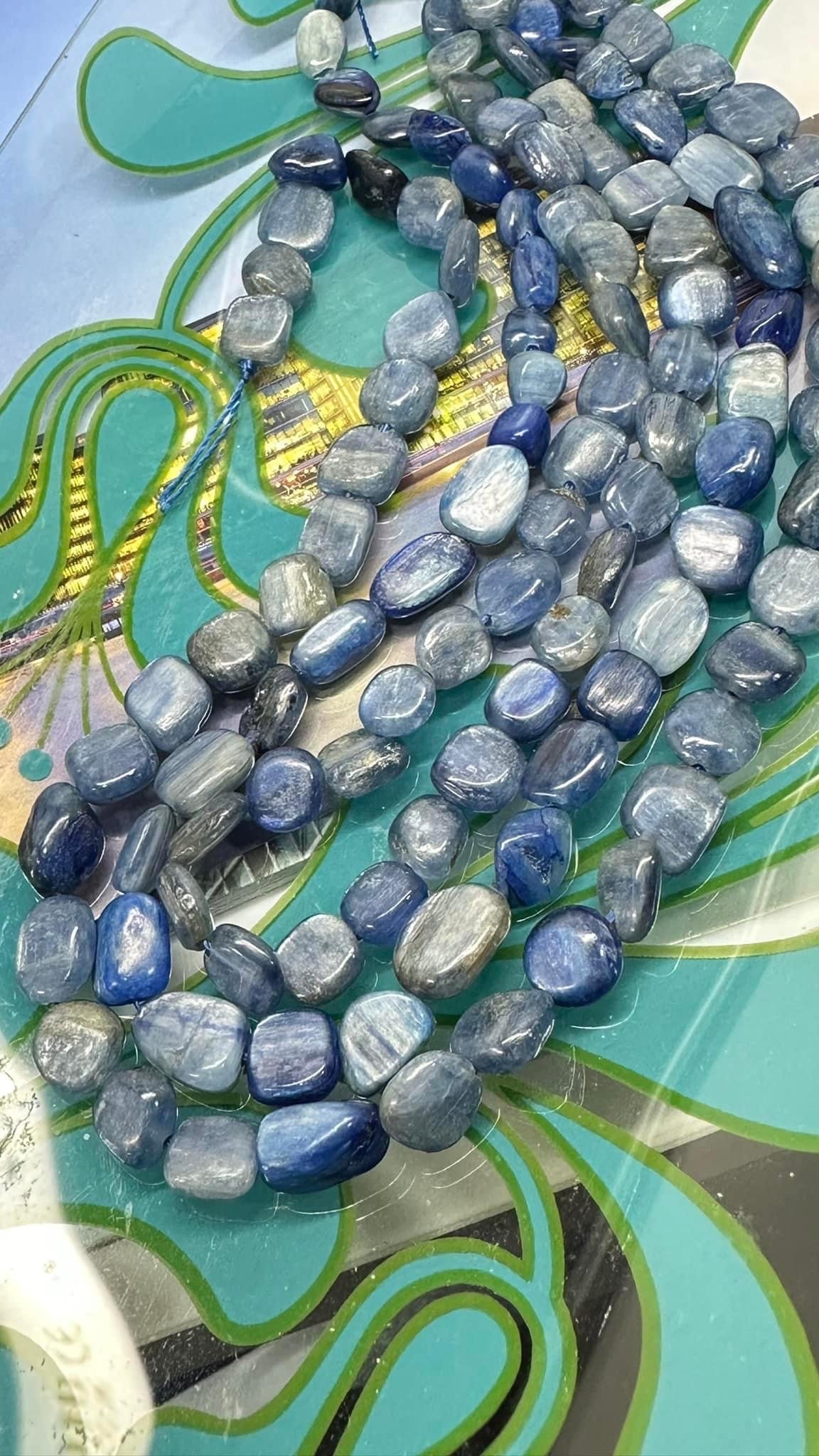 Natural Blue Kyanite Rustic Freeform Nugget Oval Beads 7-10mm / Blue Gemstone Irregular Cut Beads / Freeform Kyanite Gemstone Beads