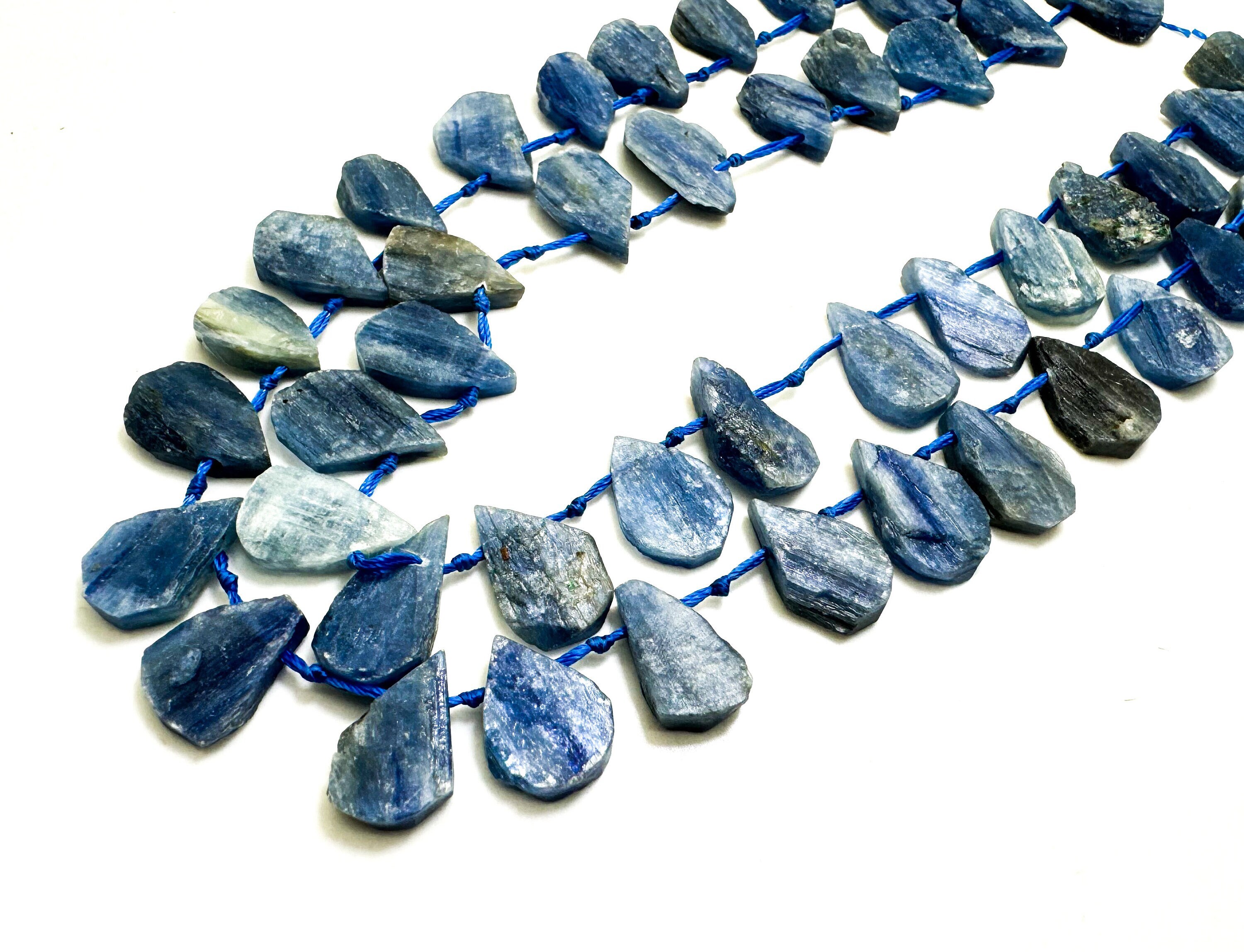 Natural Blue Kyanite Teardrop Pear Rough Flat Gemstone Beads - Pgs172